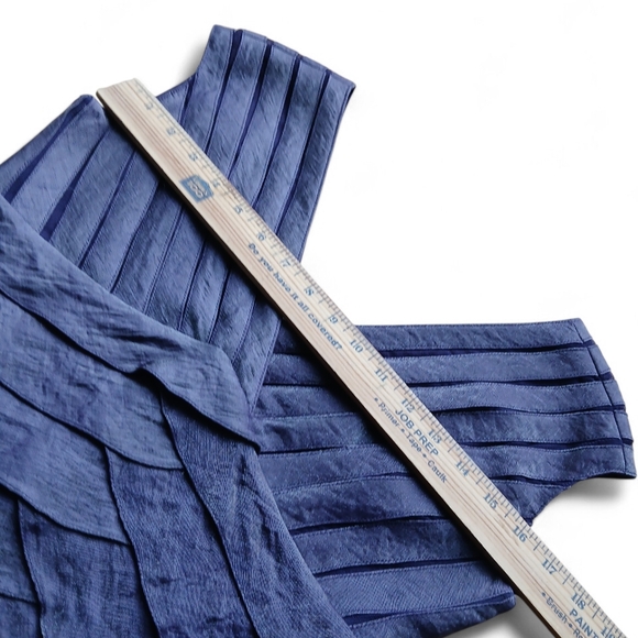 Adrianna Papell Women's Size 4p Deep Blue Layered Midi Dress - Picture 7 of 8